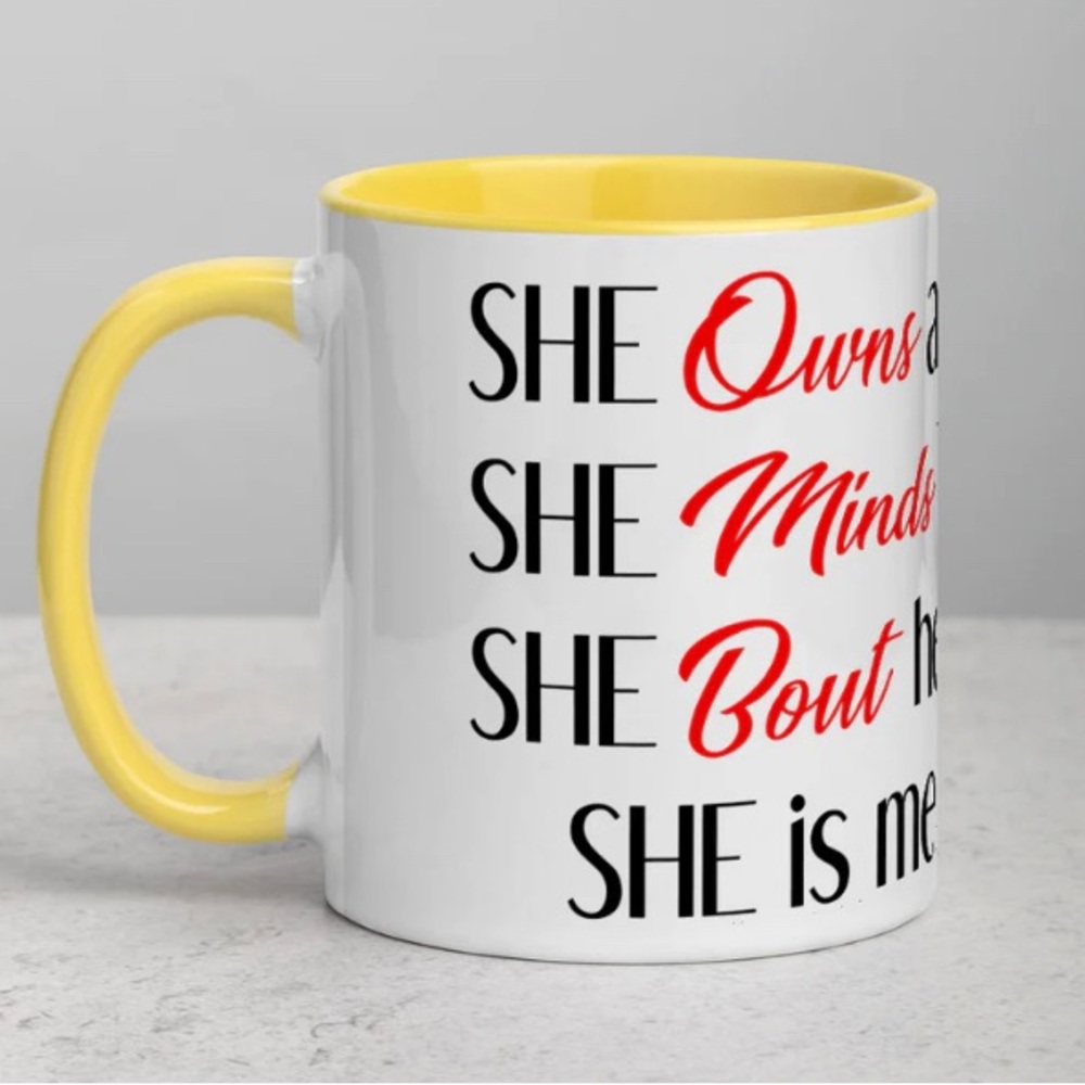 Custom “I am SHE” Graphic Mug-Yellow